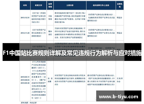 F1中国站比赛规则详解及常见违规行为解析与应对措施